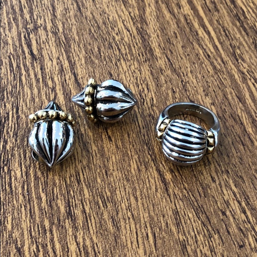 Vintage Silver Ring and Clip Earrings